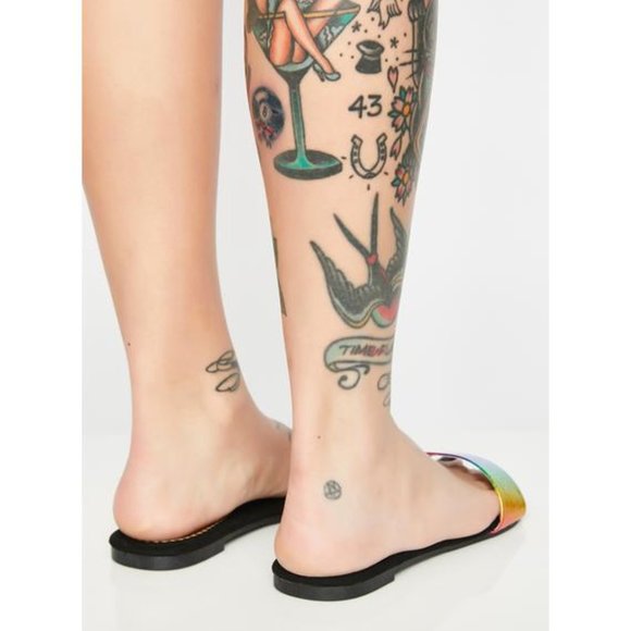 Liliana Rainbow Thin Strap Iridescent Slides 5.5 - Picture 7 of 7